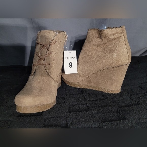 Target Women's Suede Tan Ankle Booties - Picture 4 of 6
